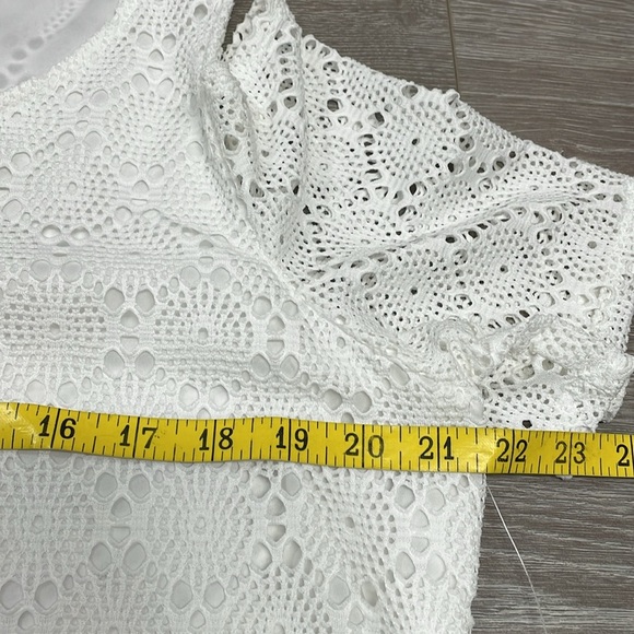 NWT Nine West Short Sleeve Cold Shoulder Crochet Lace Blouse L - Picture 7 of 15